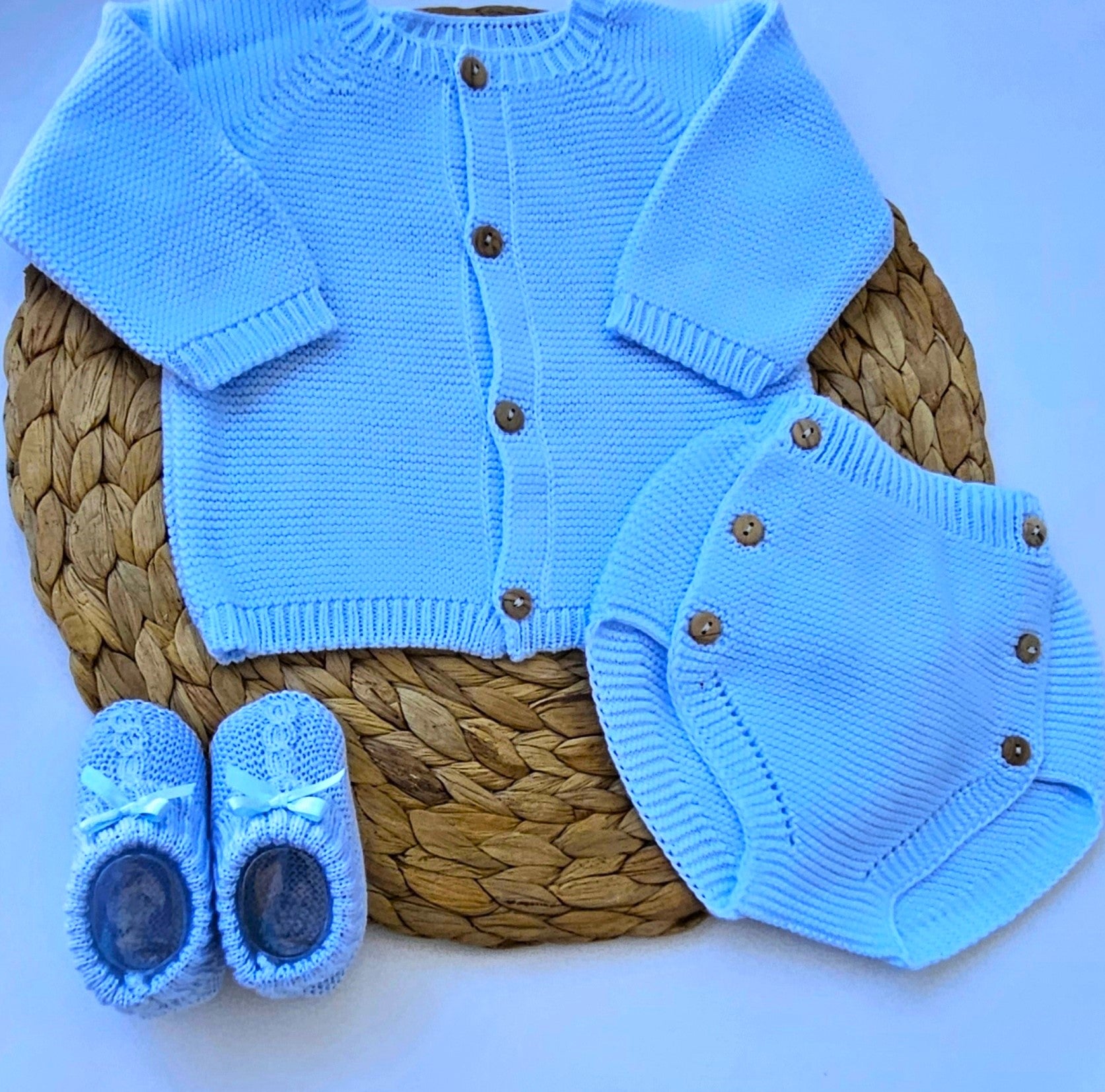 Ensemble tricot coton été - Bleu