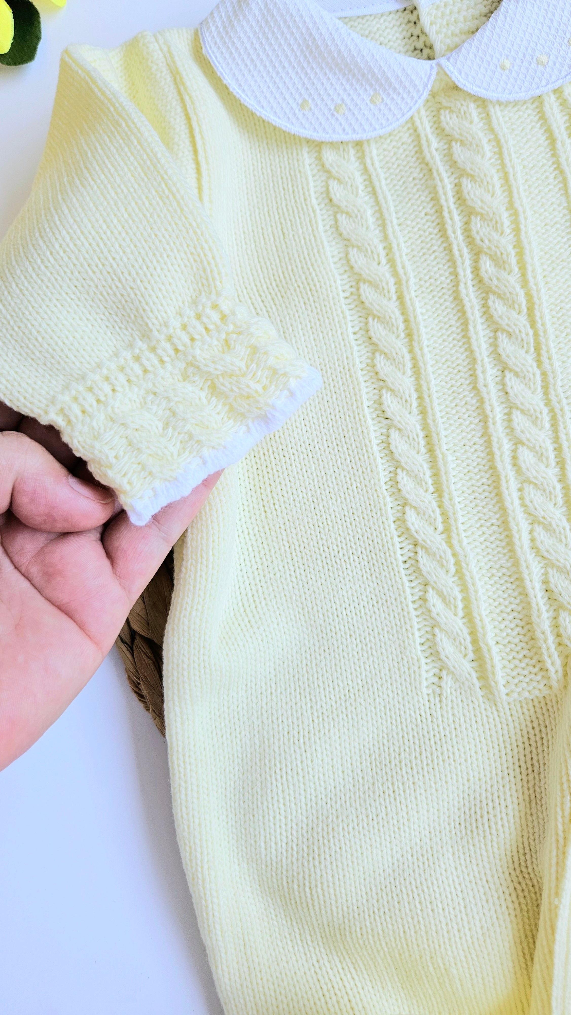 Cable Knit Newborn Romper - Multiple Colors