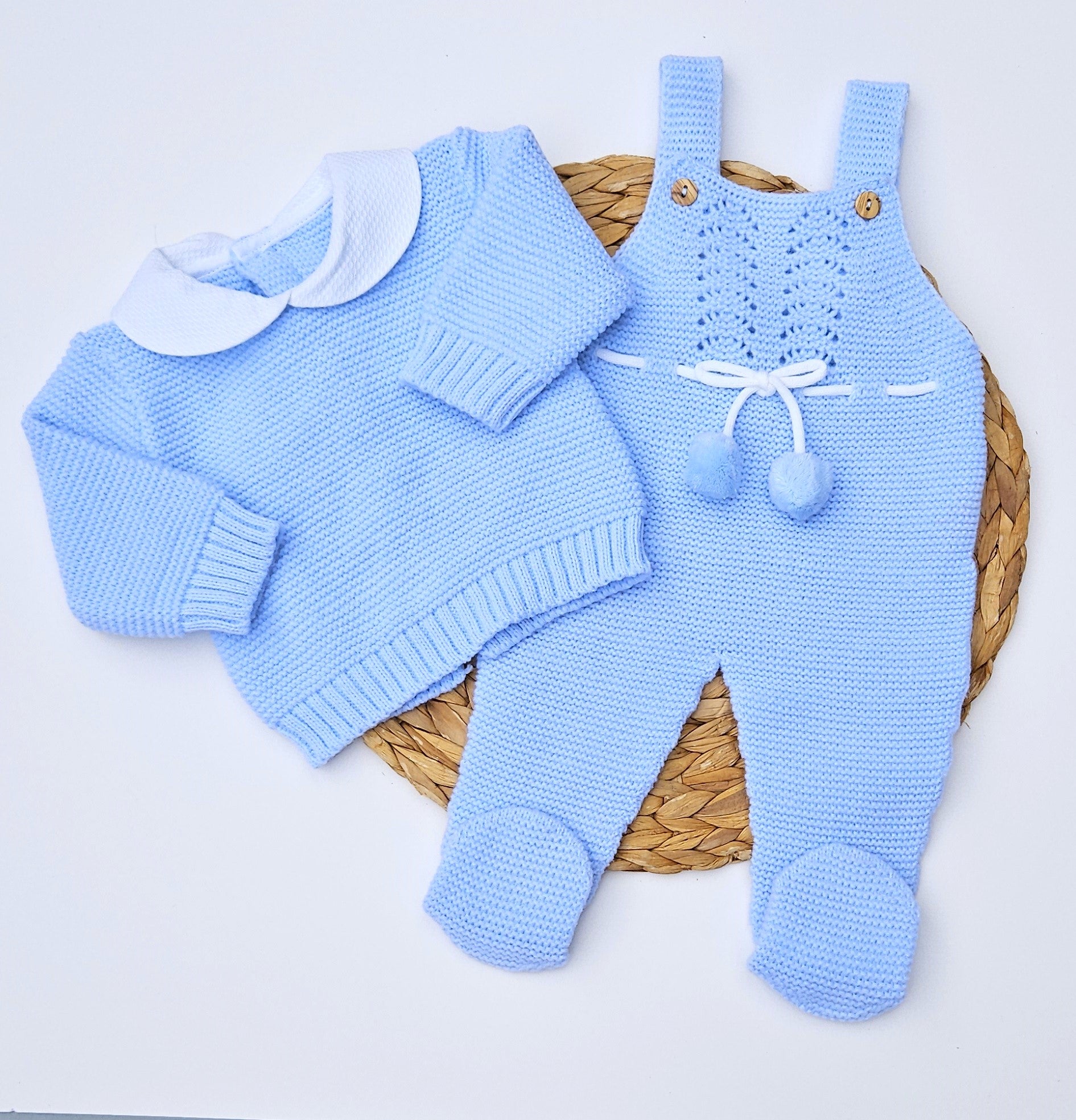 PomPom Baby Knit Overall - 2 Colors