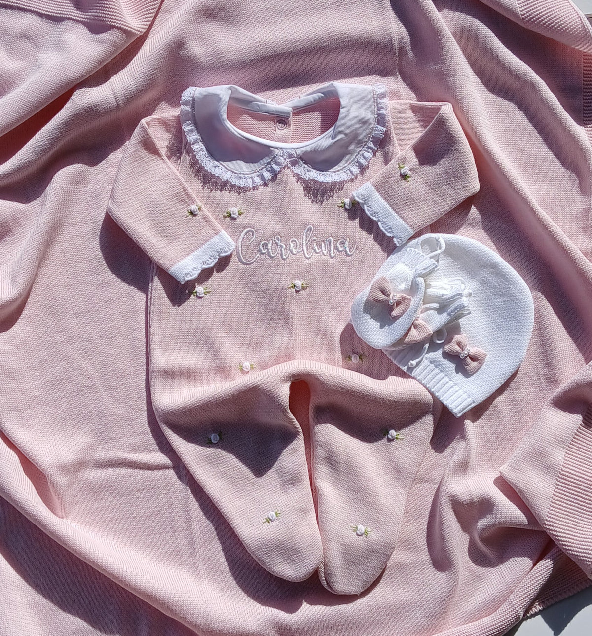 Florence Embroidery Set w/Blanket - Pink
