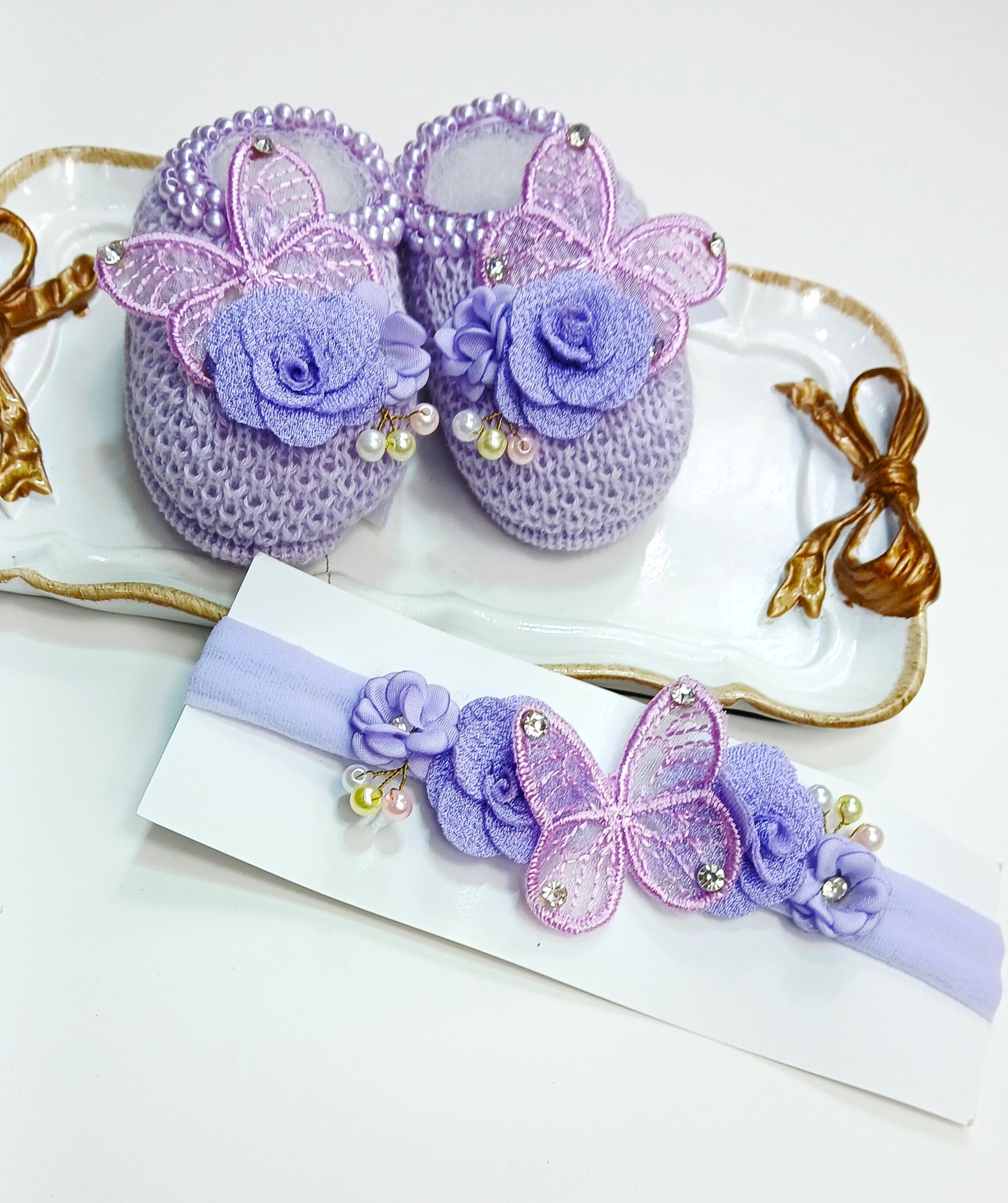 Handmade Bootie and Headband Butterfly Set - 2 Colors