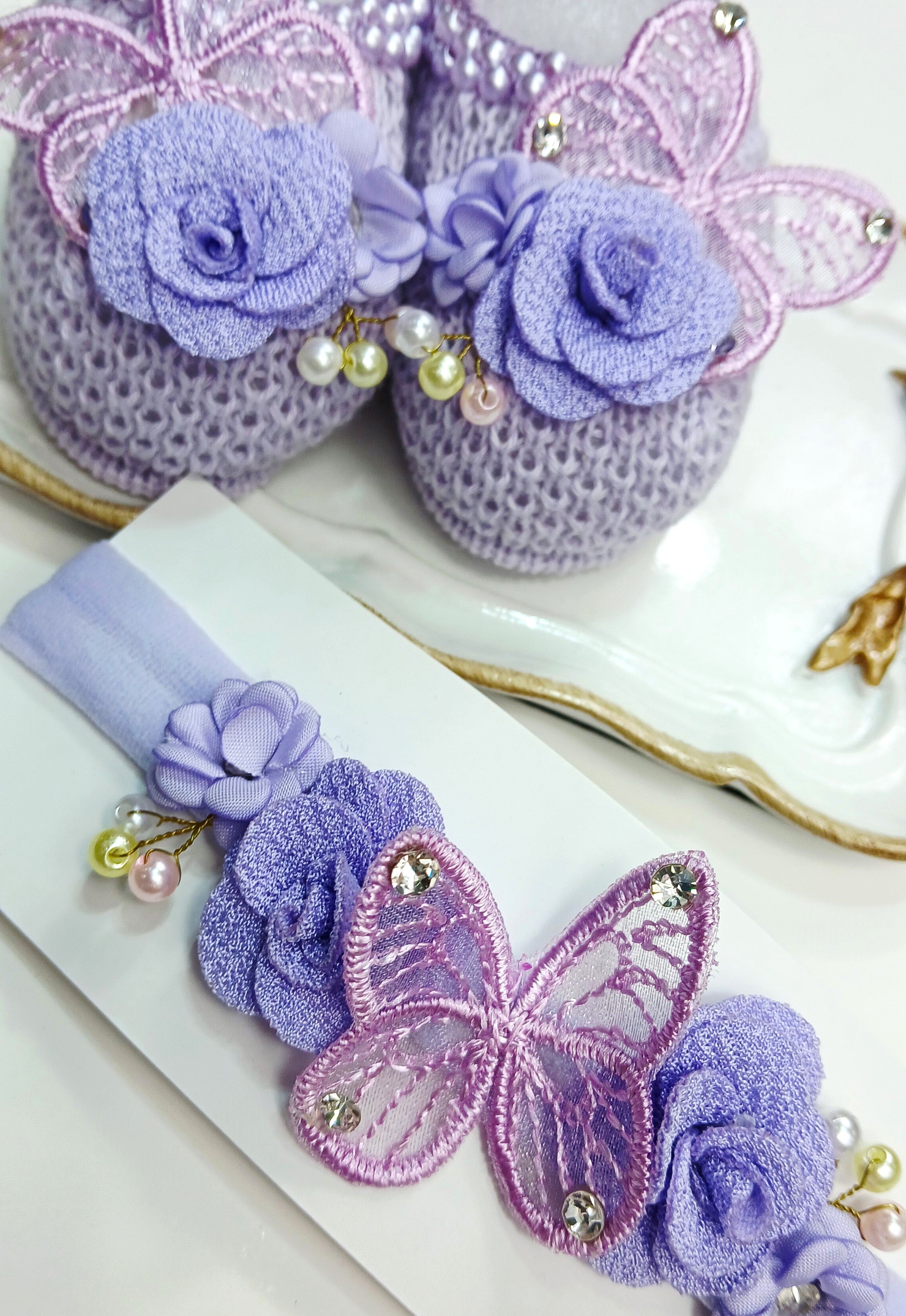 Handmade Bootie and Headband Butterfly Set - 2 Colors
