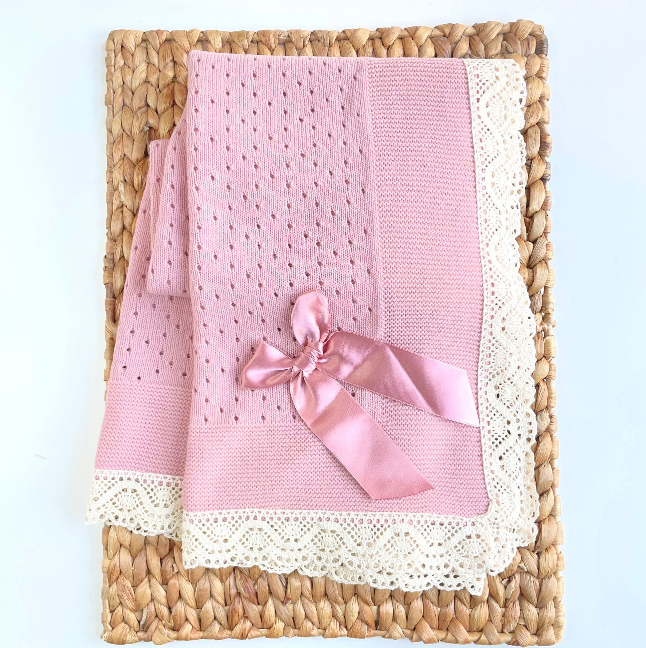 Bella Lace knitted baby blanket - Multiple Colors