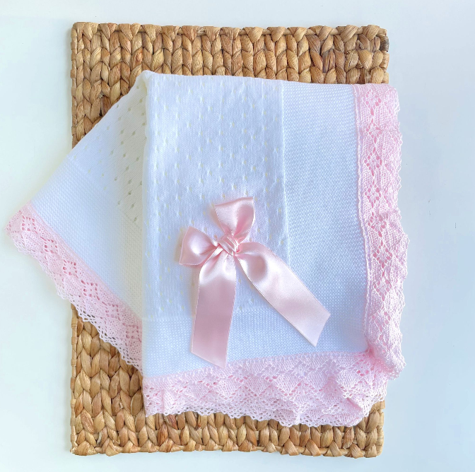 Bella Lace knitted baby blanket - Multiple Colors