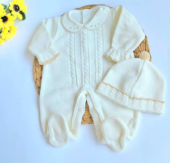 Cable Knit Newborn Romper - Multiple Colors
