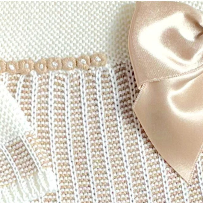 Tenue tricotée Romana - Rose et blanc