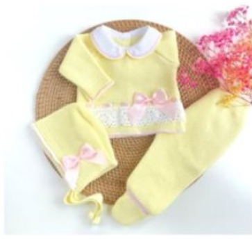 Baby girl knitted outfit, baby girl going home outfit, newborn girl coming home outfit, newborn girl yellow and pink outfit, newborn girl old rose outfit