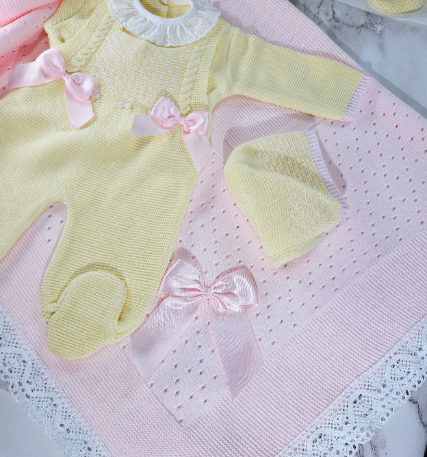 Jacquard Knitted Outfit w/ Blanket- Multiple Colors