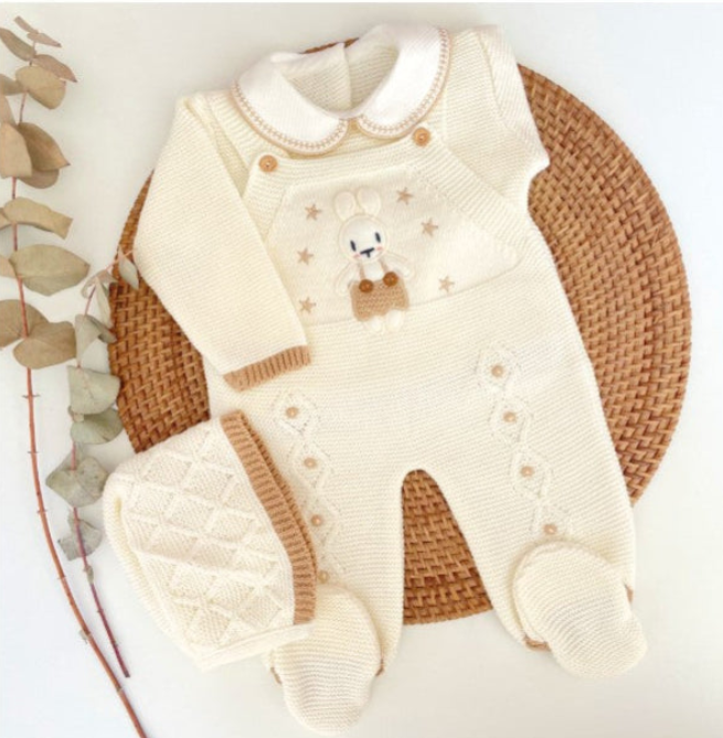Ensemble Petit Lapin Bleu clair avec couverture - Brodé