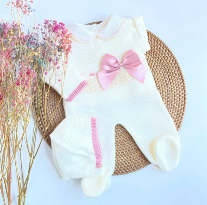 Conjunto de punto Romana - Amarillo y rosa