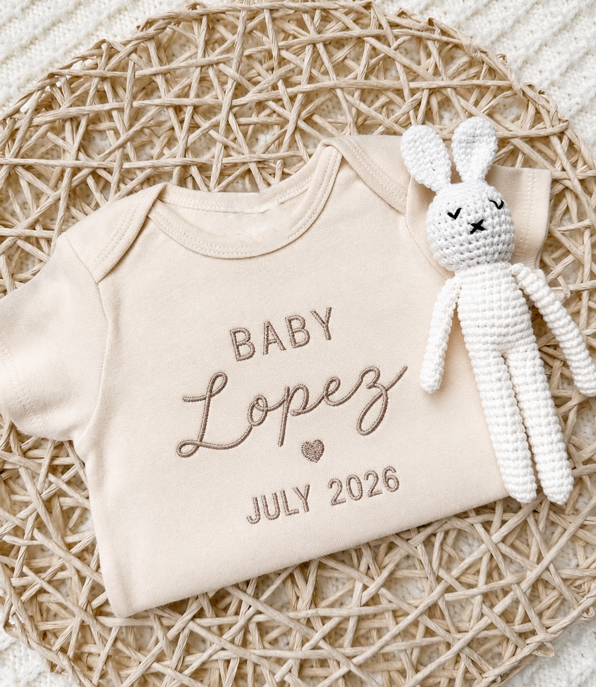 BABY "Your Name - Date" - Pregnancy Announcement Baby Bodysuit