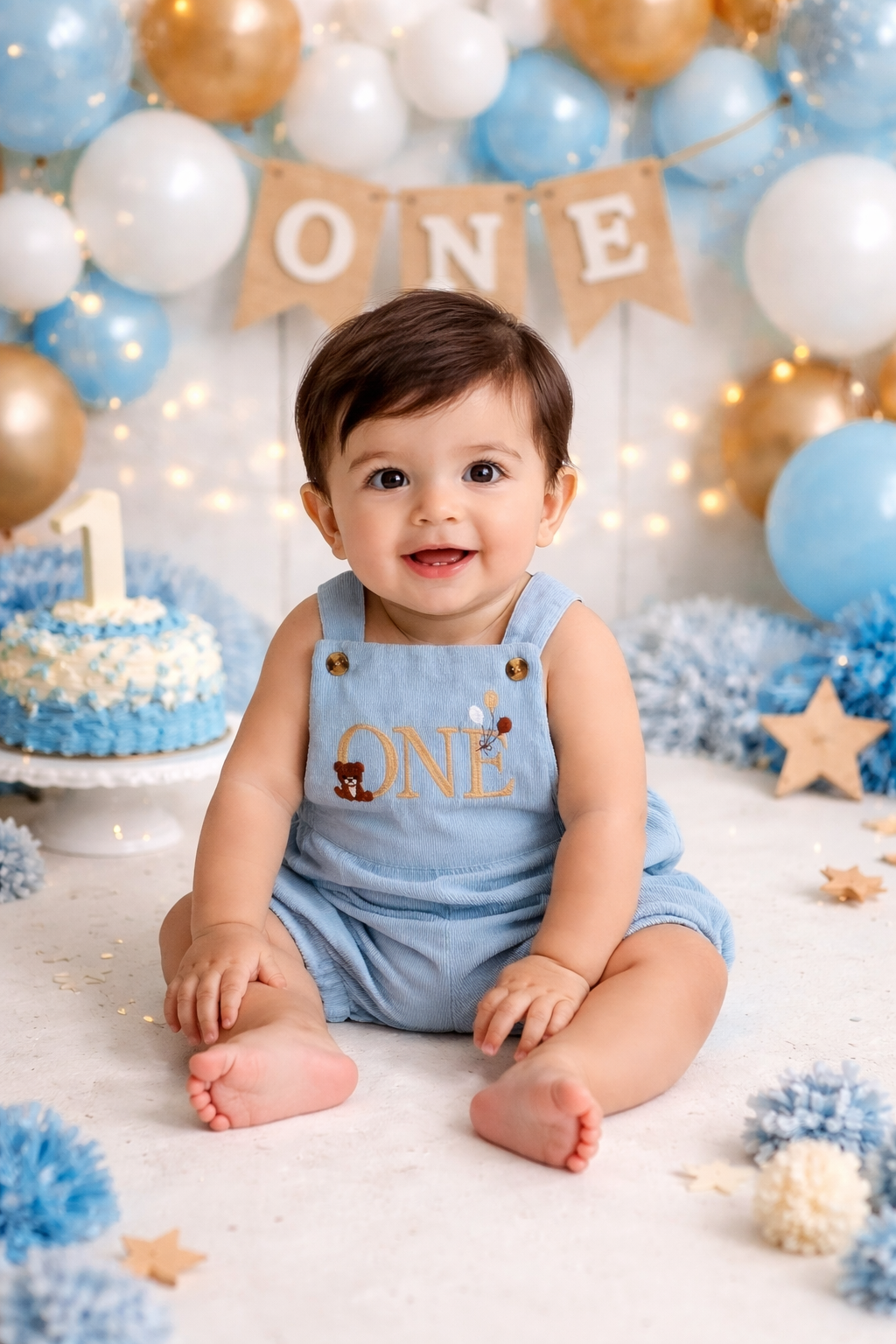 First Birthday Romper - Blue