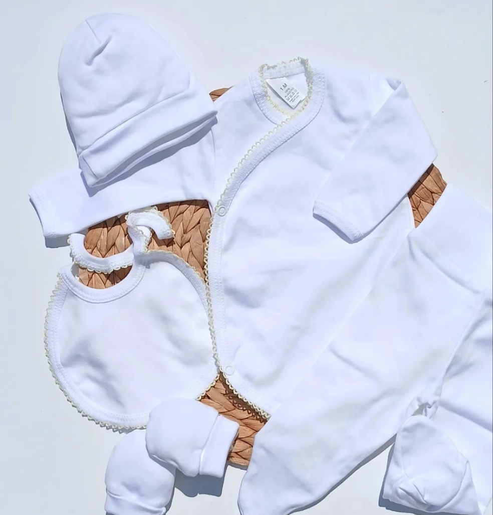 Picot Trimmed Baby Snug Set - Yellow