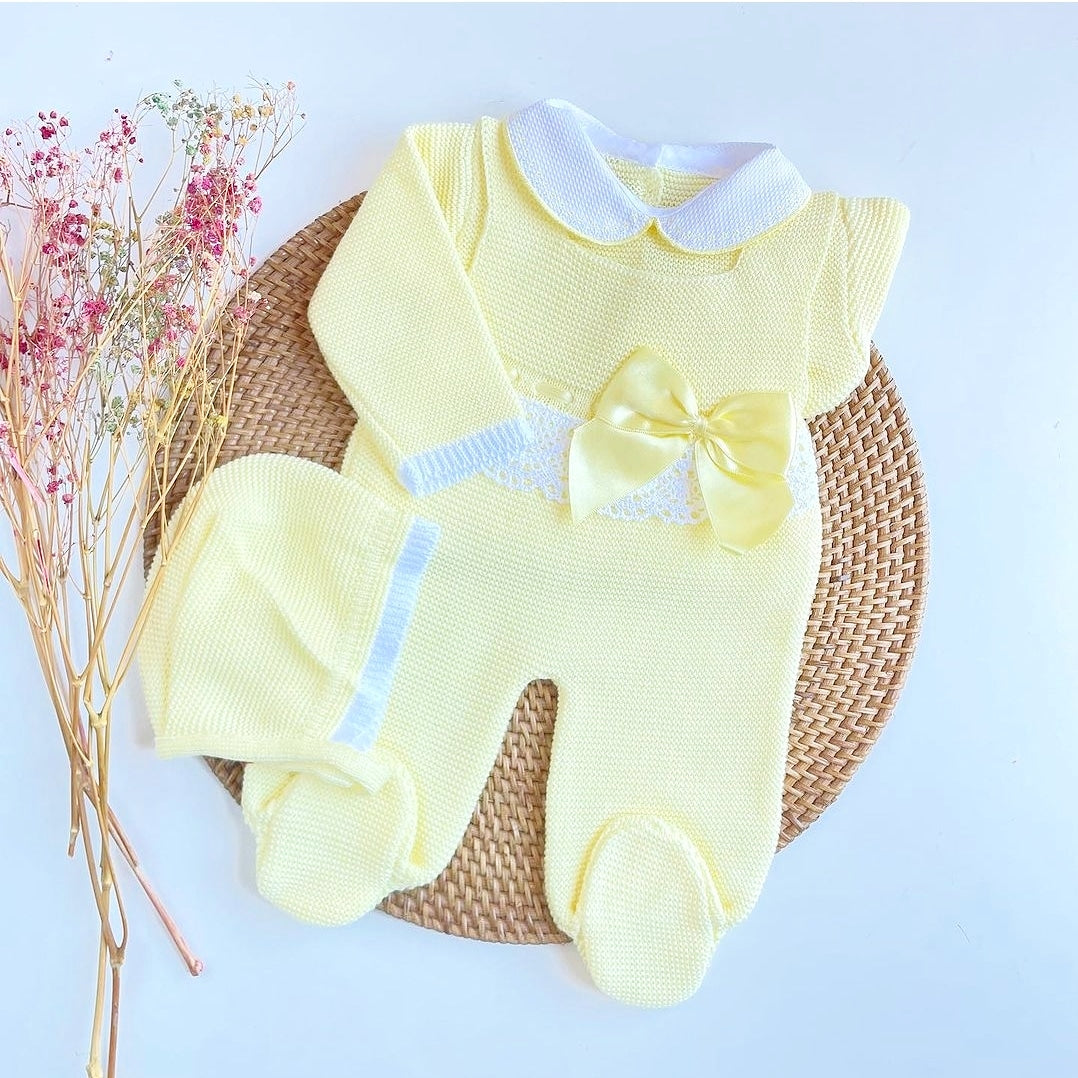 Conjunto de punto Romana - Amarillo y blanco