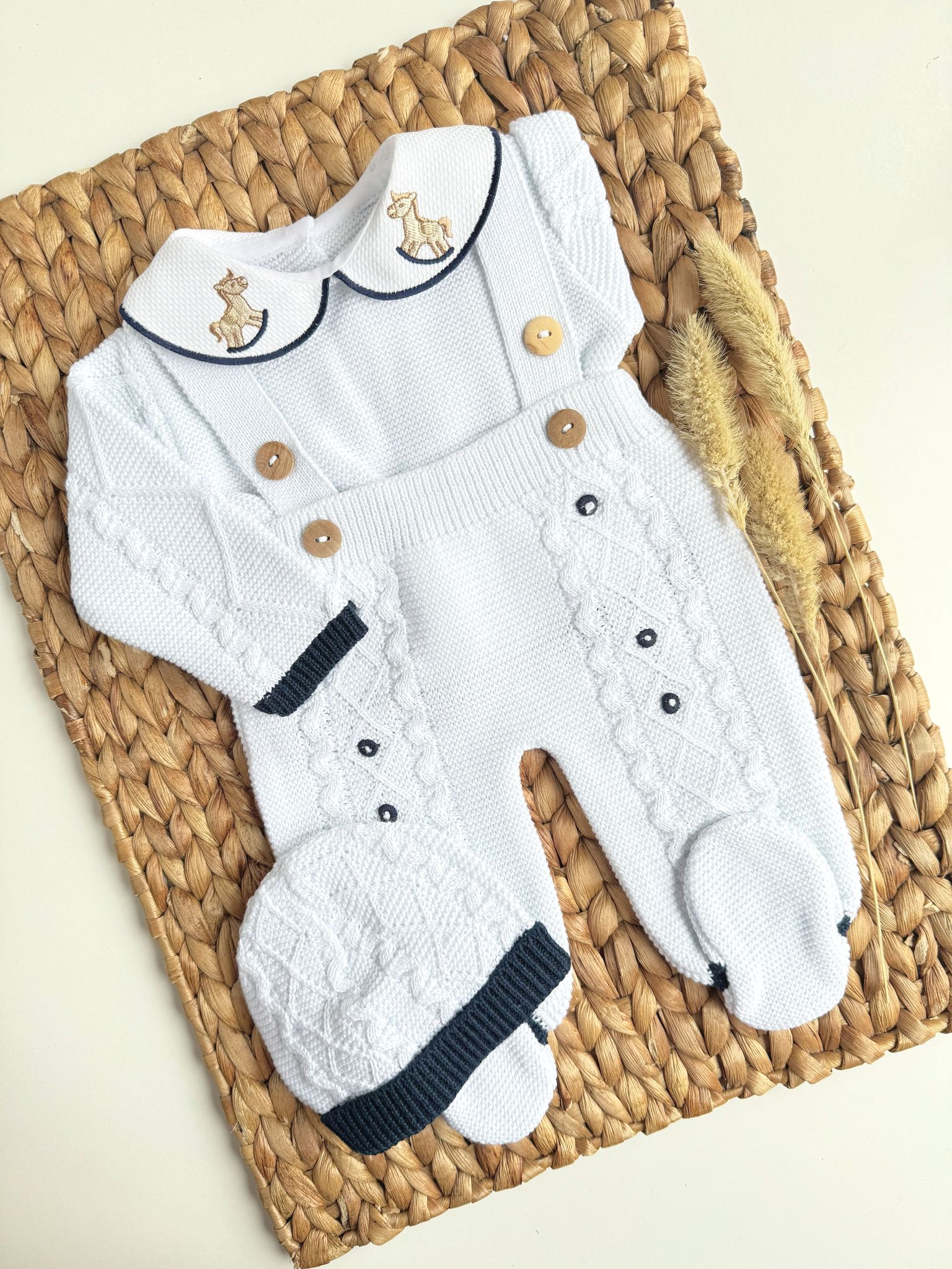 Little Horse Outfit - White and Navy