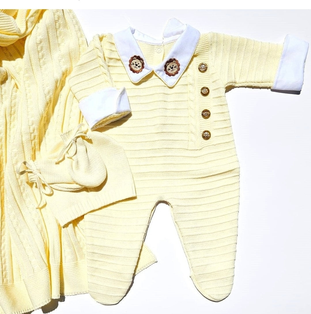 yellow baby boy knit coming home outfit