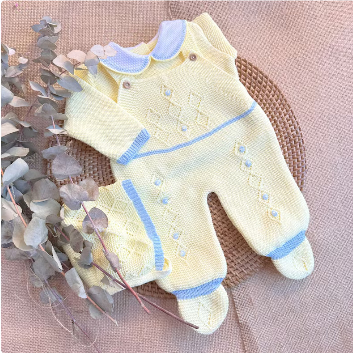 Honey Comb Overall- Yellow and blue