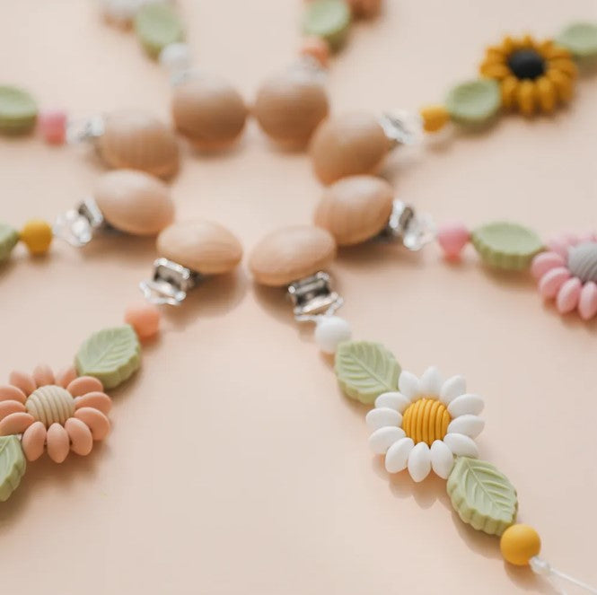 Floral Handmade Silicone Pacifier Chain Clip