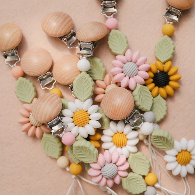 Floral Handmade Silicone Pacifier Chain Clip