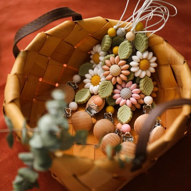 Floral Handmade Silicone Pacifier Chain Clip