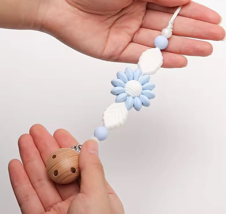 Floral Handmade Silicone Pacifier Chain Clip