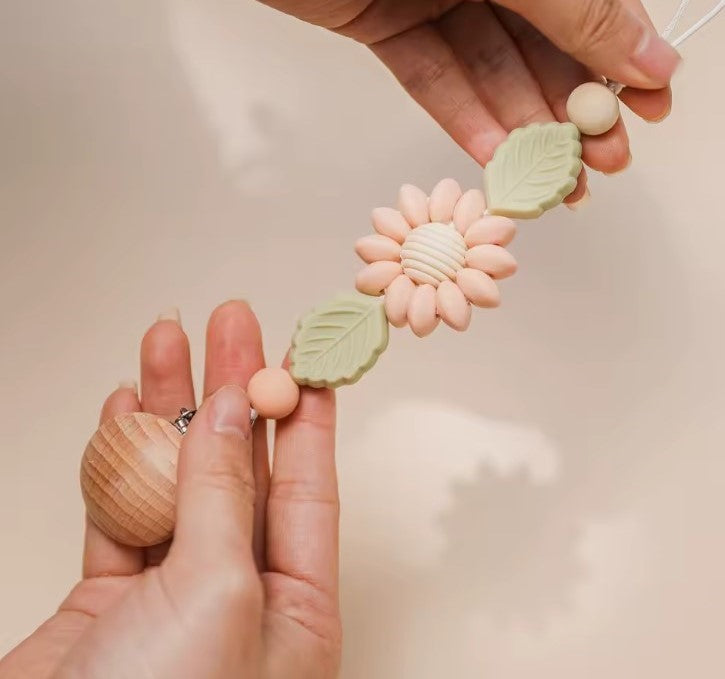 Floral Handmade Silicone Pacifier Chain Clip