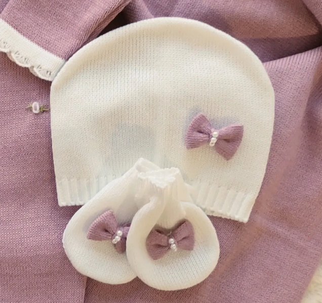 Pearl Coming home Knitted baby girl Romper