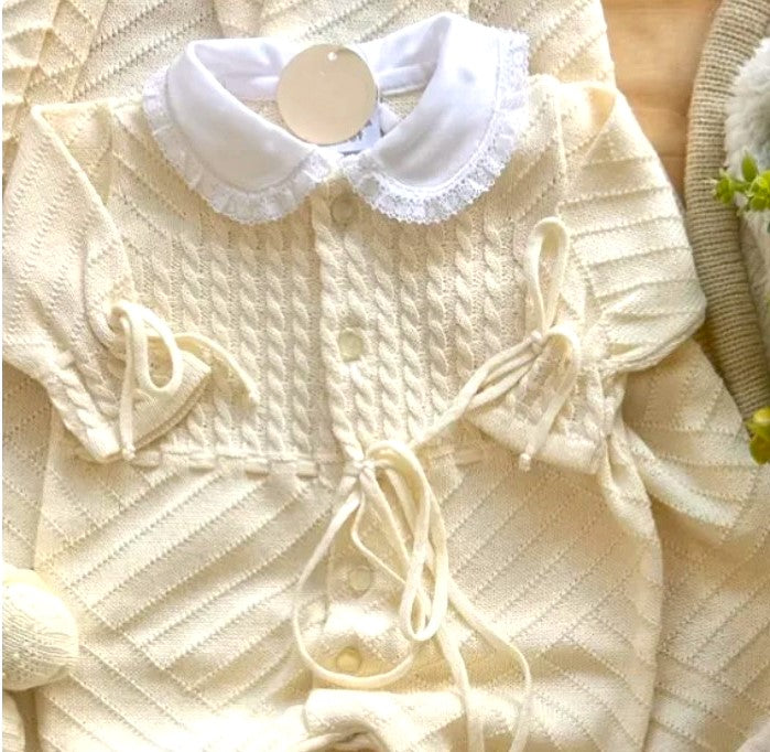 Conjunto de punto Romana - Blanco y Lila