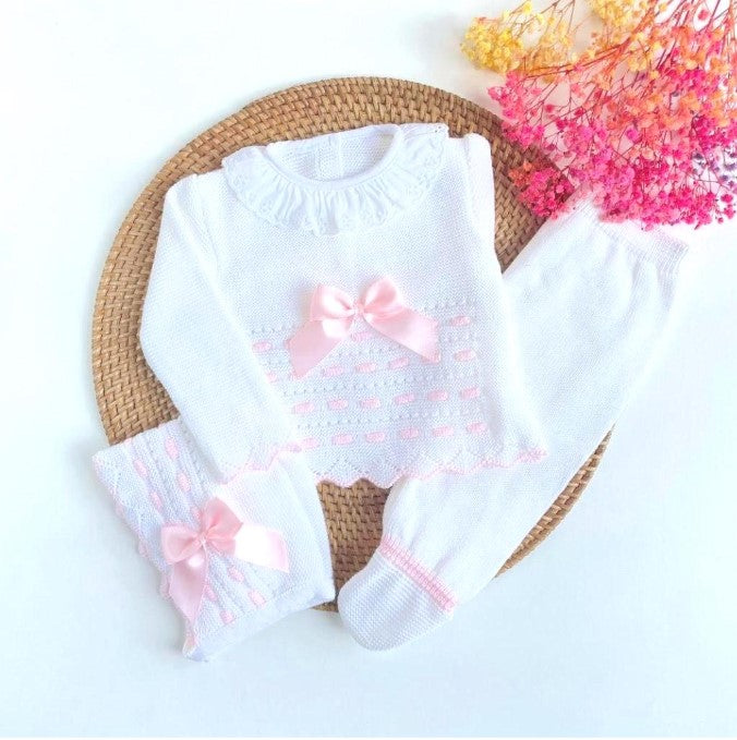 Cies knitted set- White & Pink