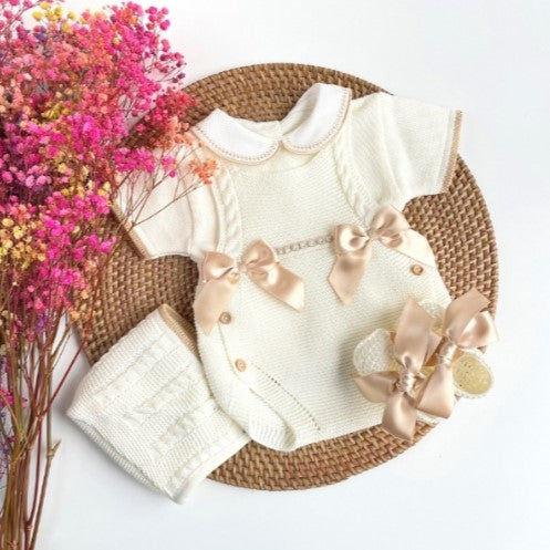 Ranita Pauline en marfil y rosa antiguo