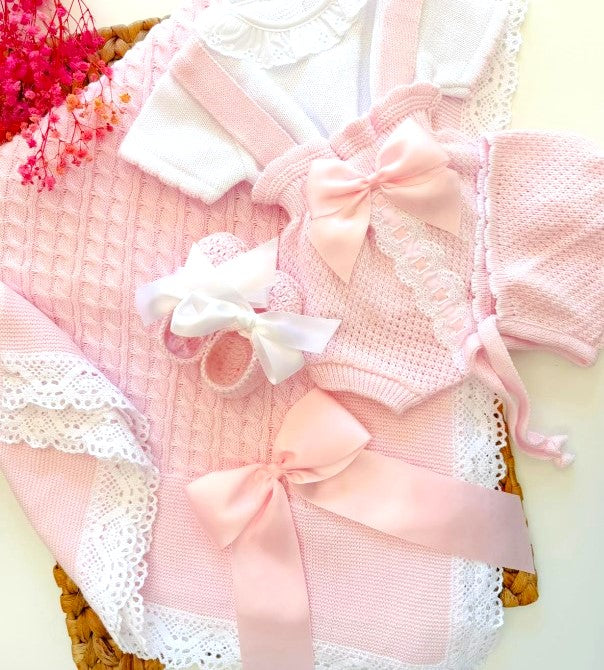 Ranita Adriana knitted Outfit With Blanket - Pink