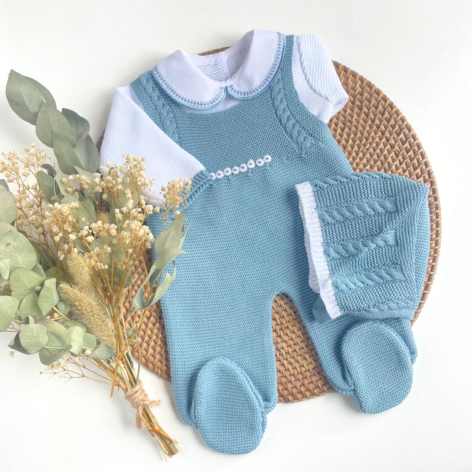 Paul Knit Outfit in Indigo Blue and White