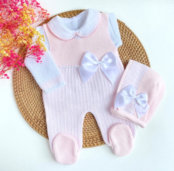 baby girl knitted taking home outfit, newborn knit going home outfit flowers embroidery coming home outfit, baby spanish outfit