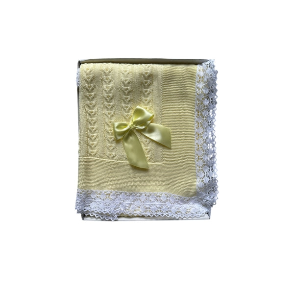 Cable knit baby Blanket - Yellow