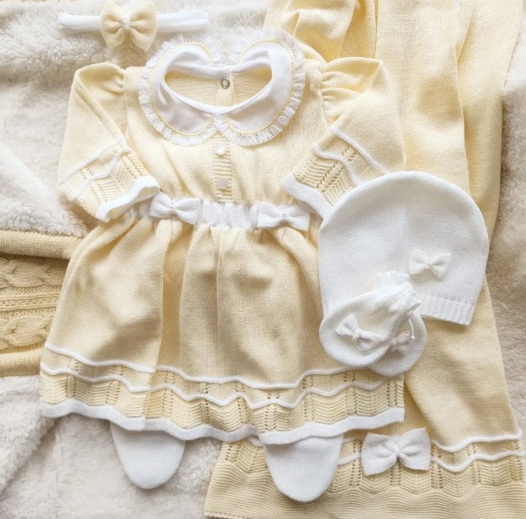 newborn girl little dress coming home outfit, baby girl yellow knit outfit take me home outfit