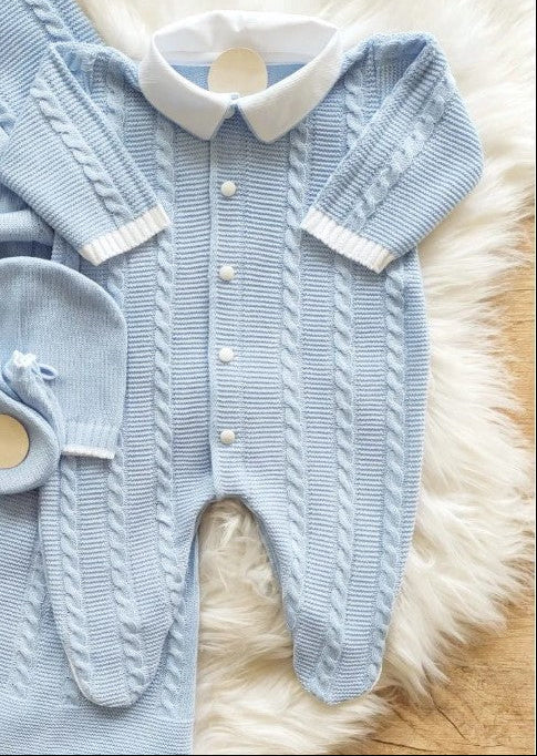 baby boy knitted taking home outfit, newborn knit going home outfit bunny embroidery coming home outfit, baby spanish outfit newborn knitted coming home outfit blue, newborn knit going home outfit