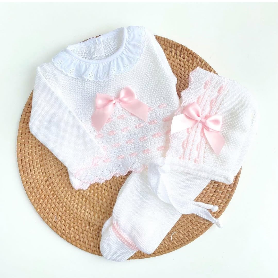 Cies knitted set- White & Pink