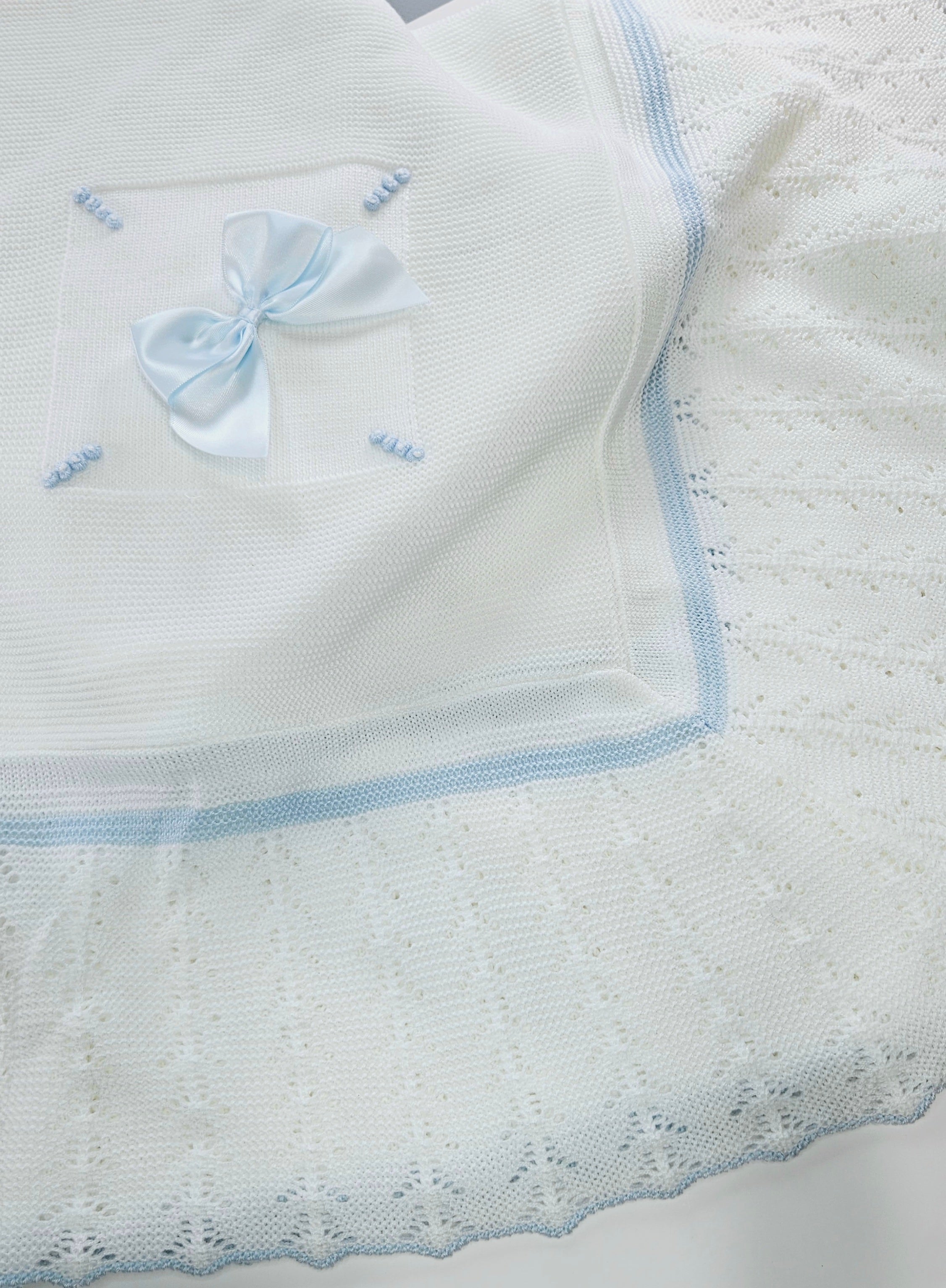 Conjunto conejito celeste con manta - Bordado