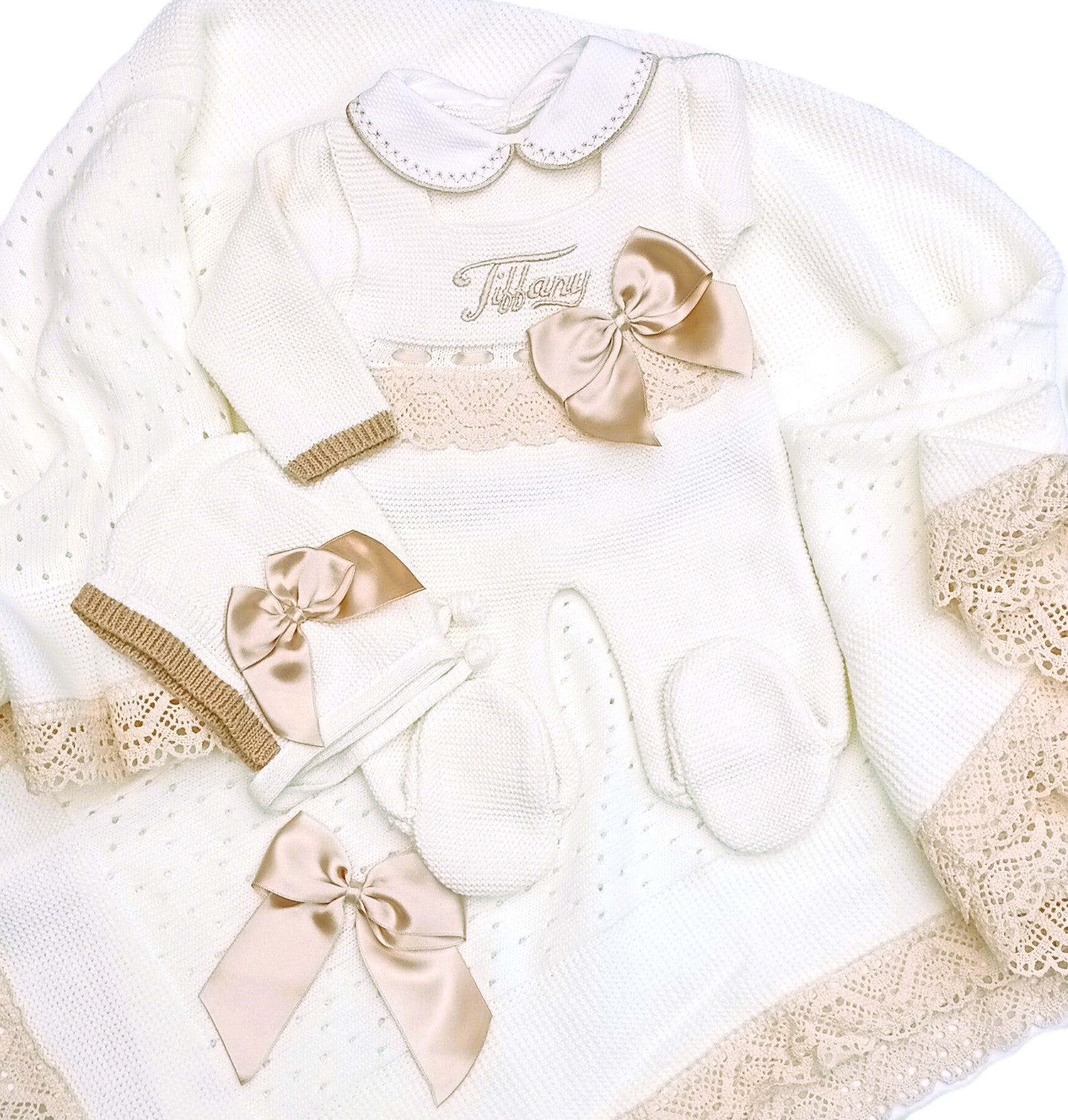 Romana tricotée avec couverture - ivoire et camel