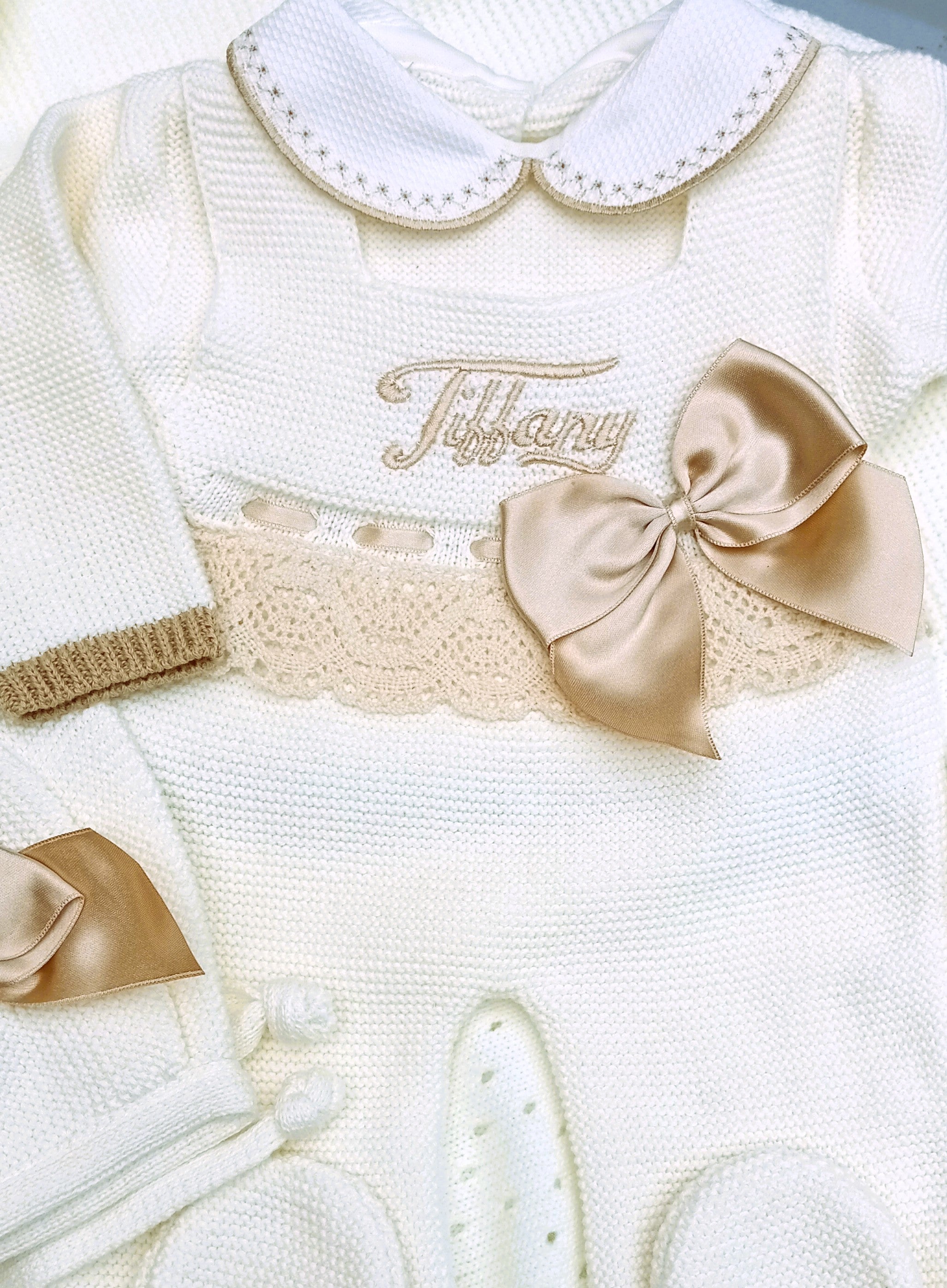 Romana tricotée avec couverture - ivoire et camel