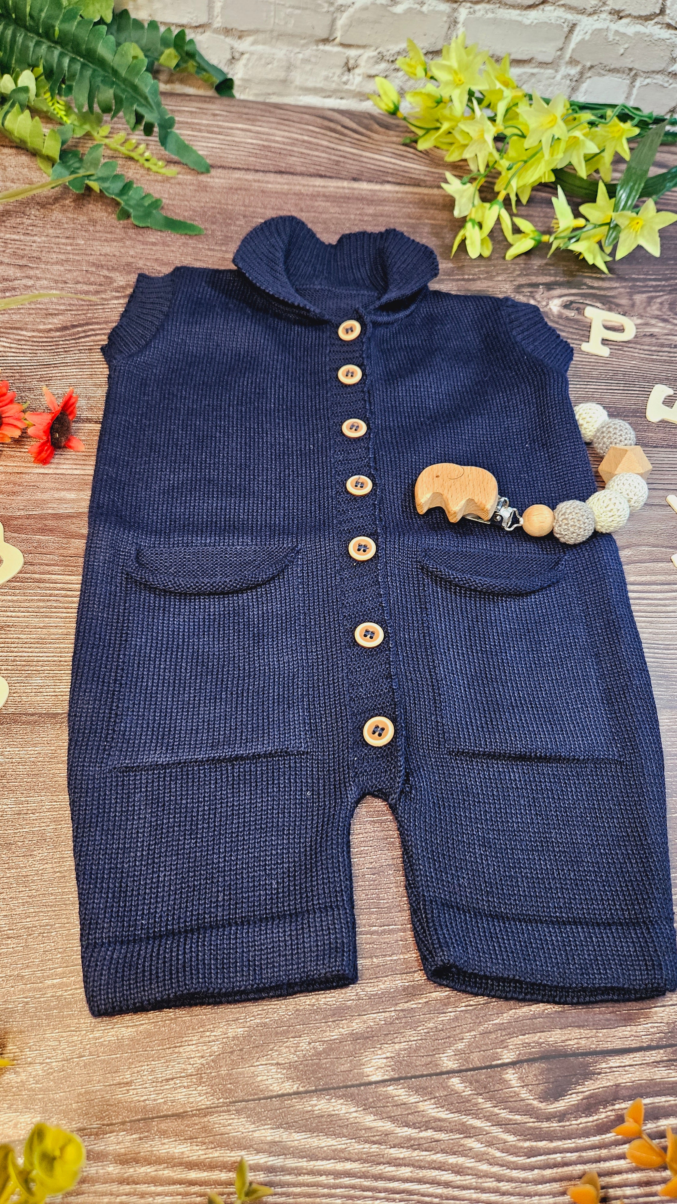 Okie Dokie Baby Boys knitted Short Sleeve Romper