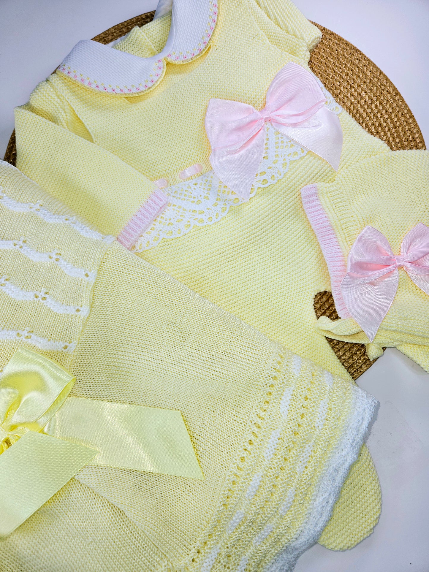 Tenue en tricot Romana - Jaune et rose