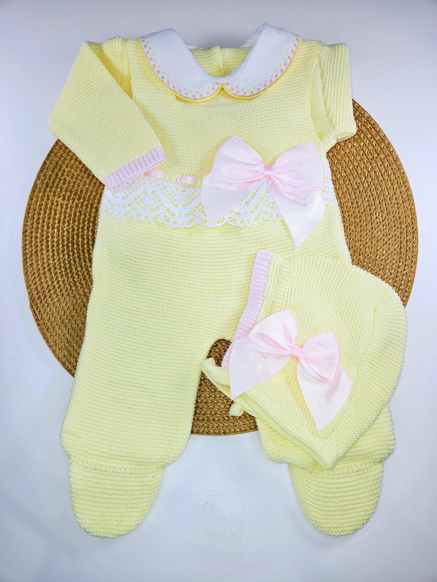 Tenue en tricot Romana - Jaune et rose