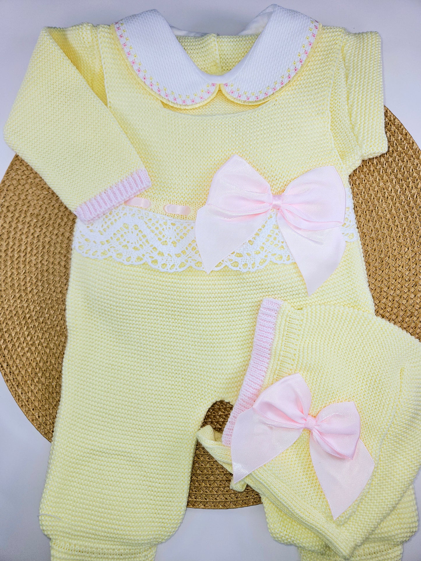 Tenue en tricot Romana - Jaune et rose