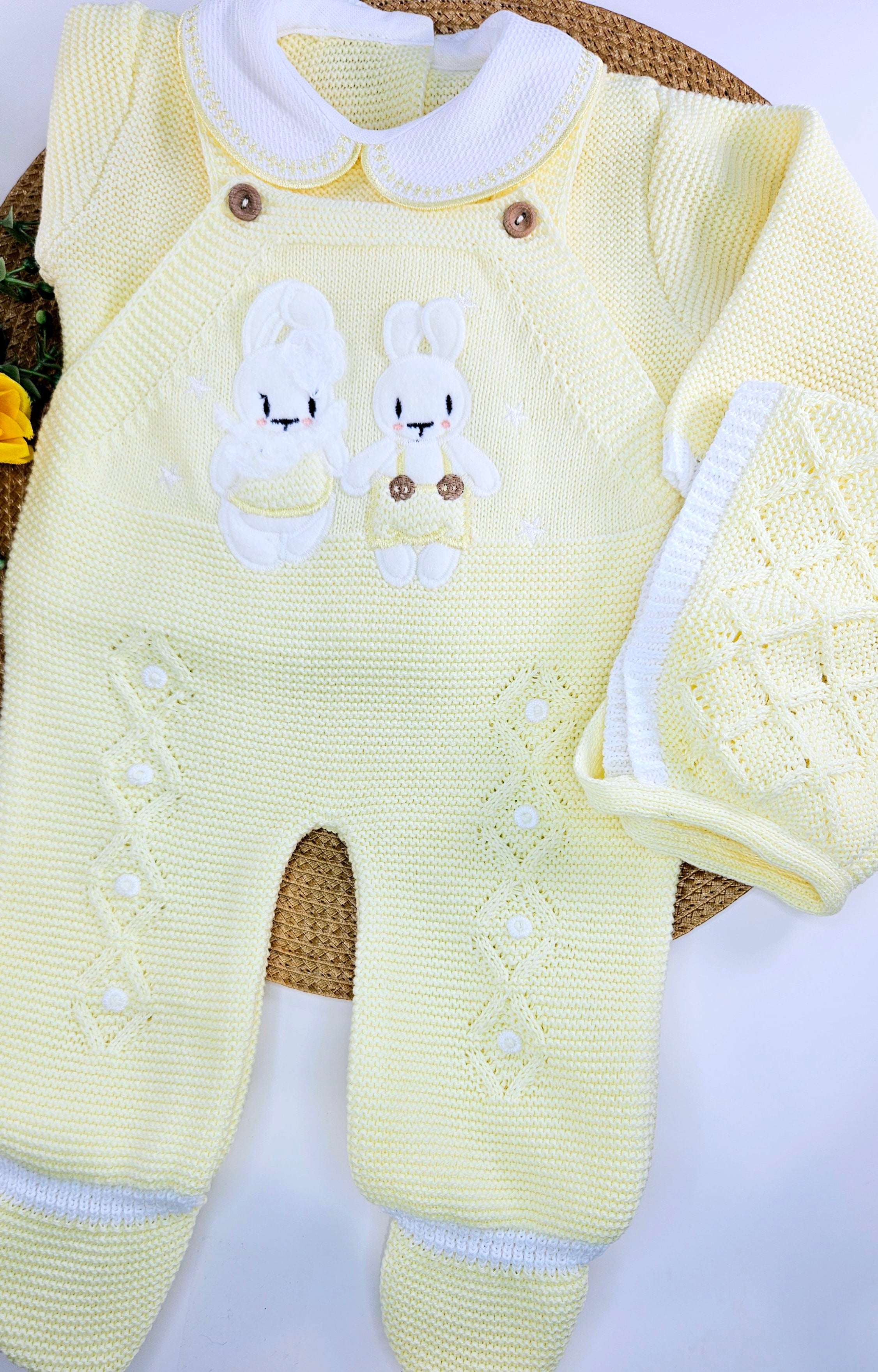 Two Little bunny knitted set - Yellow