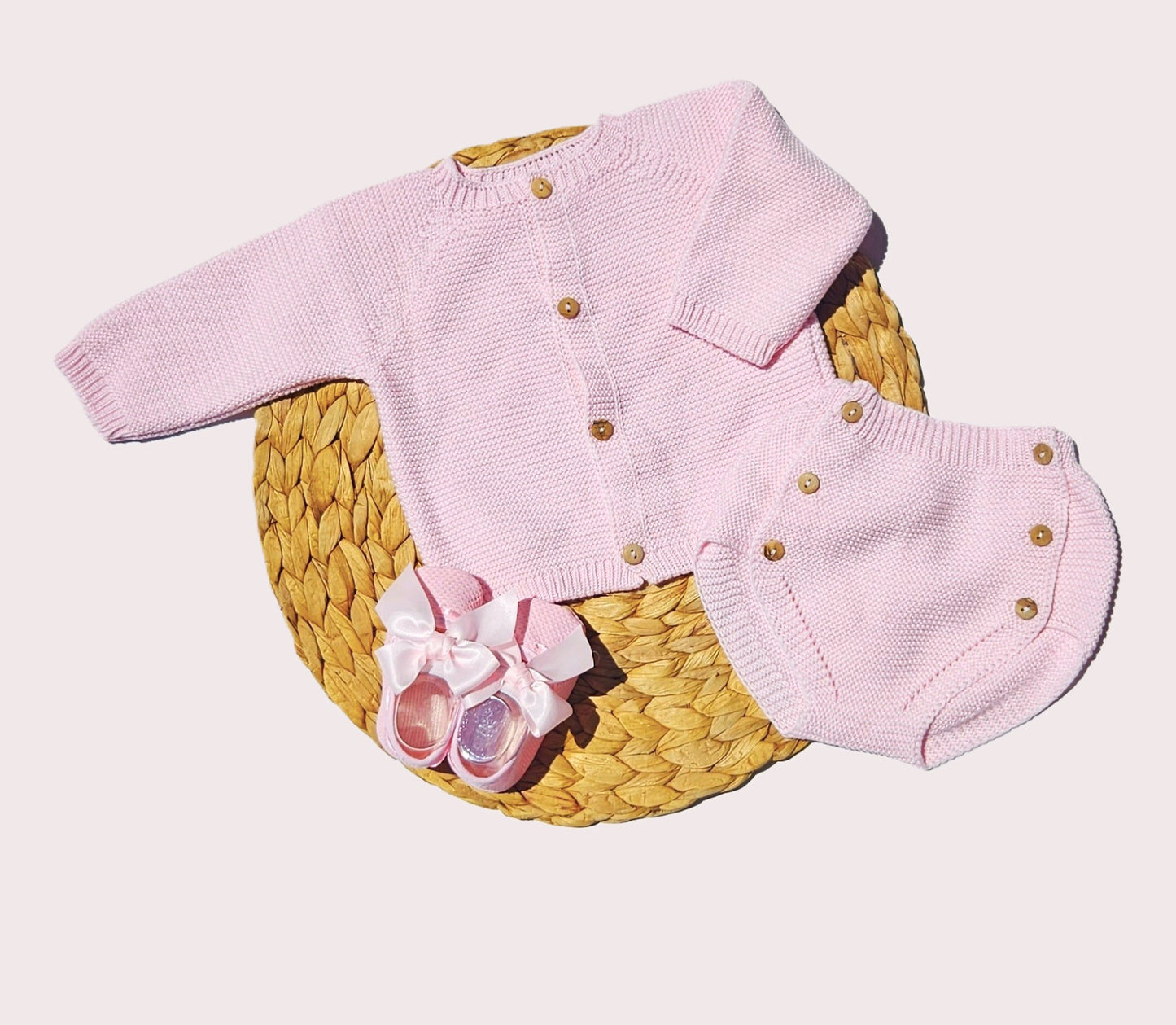 Conjunto de punto de algodón de verano - Rosa