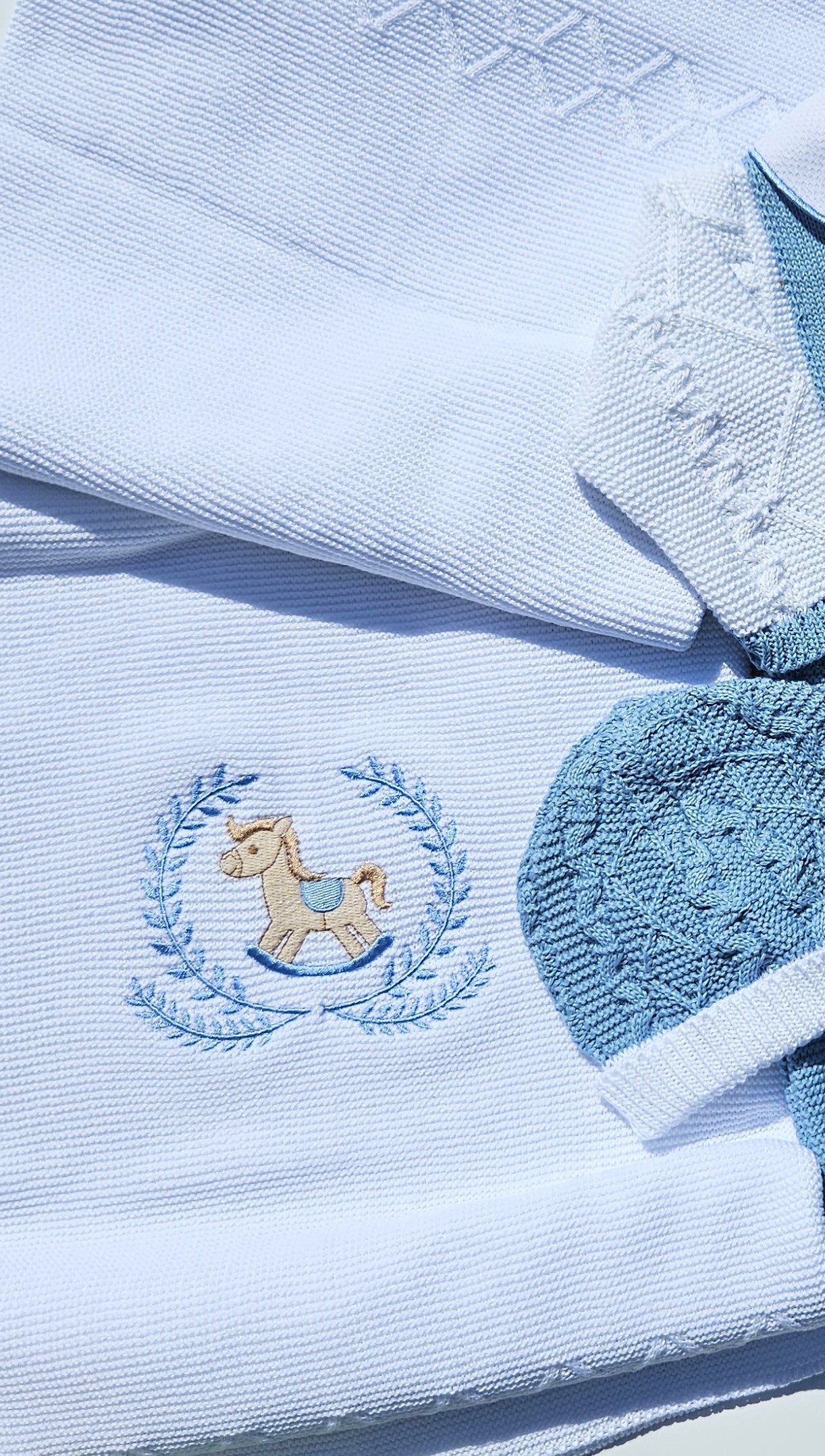 horse baby blanket white