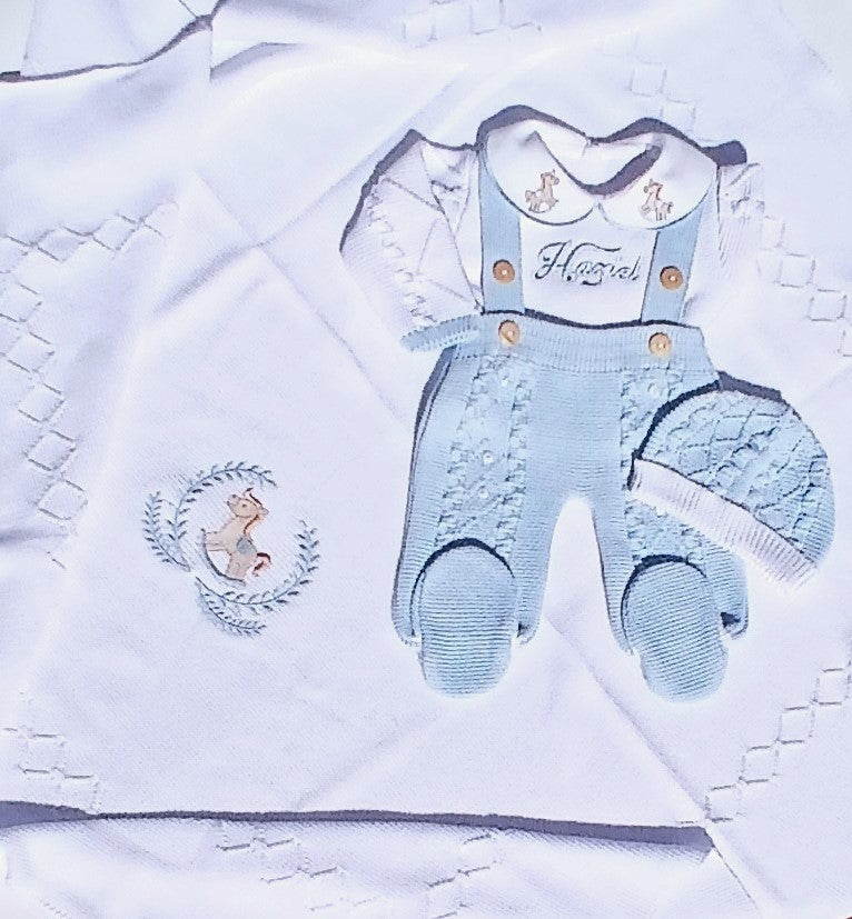 Little Horse W/ Blanket- White and Blue