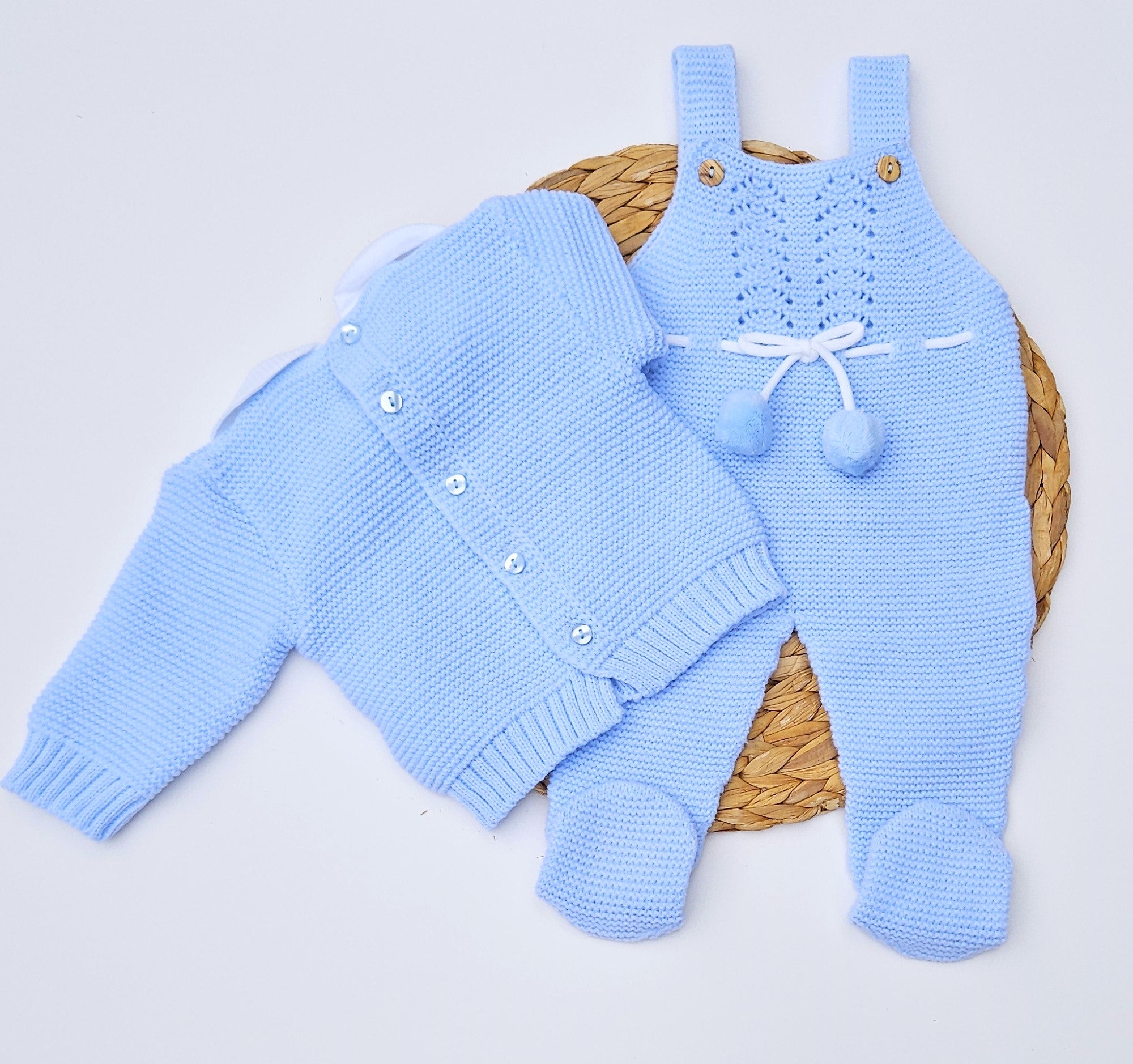 PomPom Baby Knit Overall - 2 Colors
