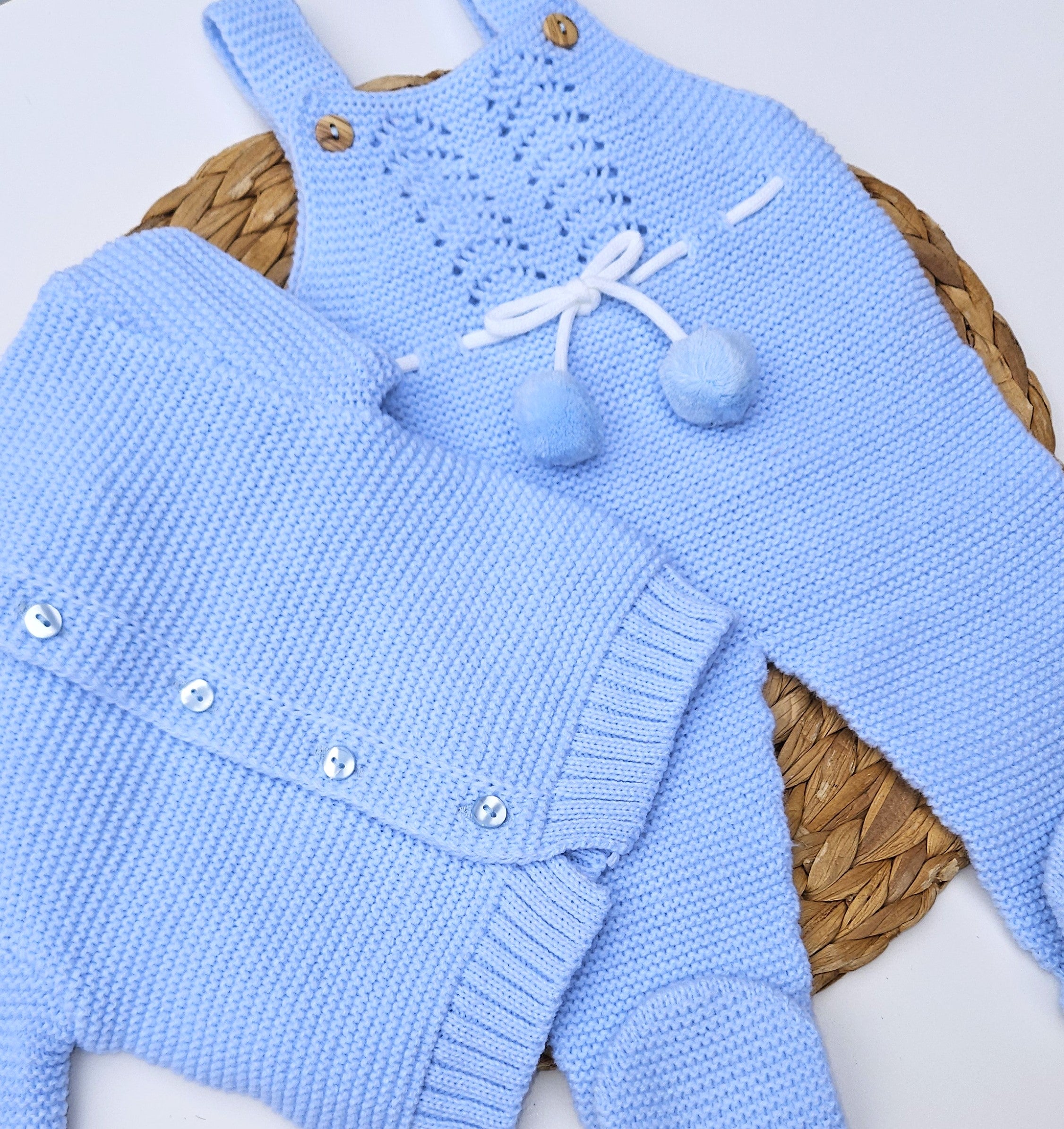 PomPom Baby Knit Overall - 2 Colors